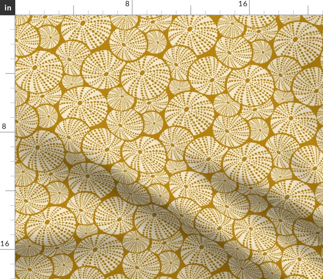 Bed Of Urchins - Nautical Sea Urchins - Golden Yellow Ivory Regular Scale 