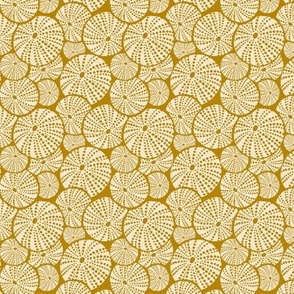 Bed Of Urchins - Nautical Sea Urchins - Golden Yellow Ivory Small Scale 