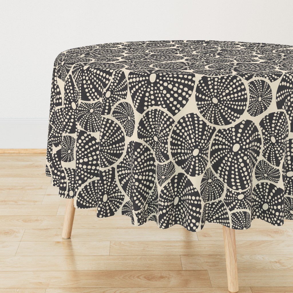 Bed Of Urchins - Nautical Sea Urchins - Ivory Charcoal Jumbo Scale 