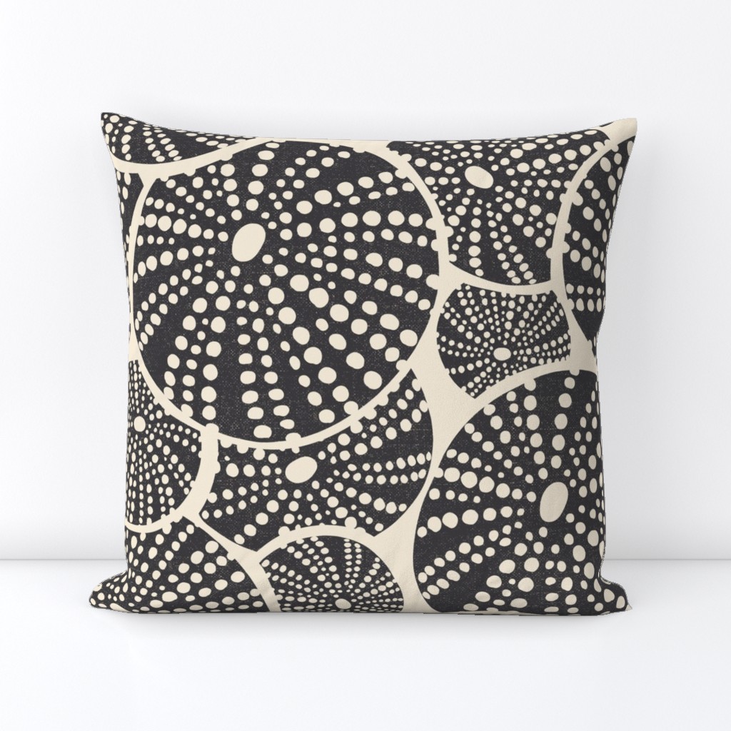 Bed Of Urchins - Nautical Sea Urchins - Ivory Charcoal Jumbo Scale 