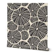 Bed Of Urchins - Nautical Sea Urchins - Ivory Charcoal Jumbo Scale 