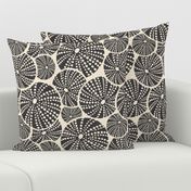 Bed Of Urchins - Nautical Sea Urchins - Ivory Charcoal Large Scale 