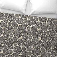 Bed Of Urchins - Nautical Sea Urchins - Ivory Charcoal Large Scale 