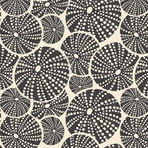 Bed Of Urchins - Nautical Sea Urchins - Ivory Charcoal Regular Scale 