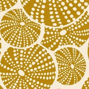 Bed Of Urchins - Nautical Sea Urchins - Ivory Golden Yellow Large Scale 