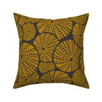Bed Of Urchins - Nautical Sea Urchins - Charcoal Golden Yellow Large Scale 