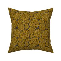 Bed Of Urchins - Nautical Sea Urchins - Charcoal Golden Yellow Regular Scale 