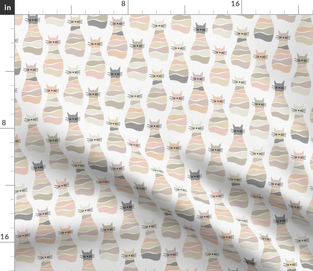 small scale cats - nolan cat neutrals - cats fabric