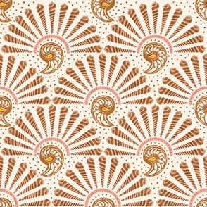 Cones & Nautilus Shells Fans (beige) 8"