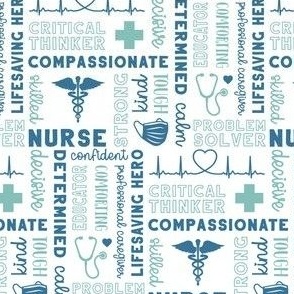 Sm. Nurse Word Art 5x3 - Blue Teal on White