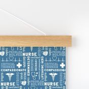 Sm. Nurse Word Art 5x3 - White on Blue