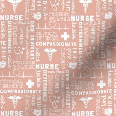 Sm. Nurse Word Art 5x3 - White on Blush Pink