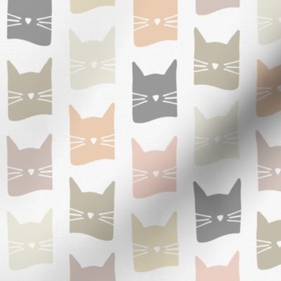 small scale cats - nolan cat neutrals (H) - cats fabric