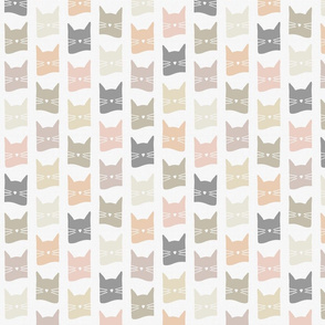 small scale cats - nolan cat neutrals (H) - cats fabric
