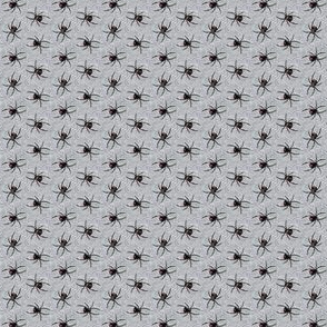 (extra small scale) Black Widow Spiders - woven grey - C21