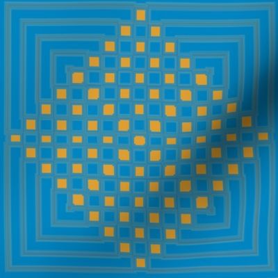 Yellow and Blue Diamond Checkerboard Pattern Geometric