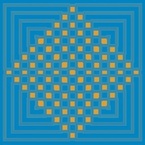 Yellow and Blue Diamond Checkerboard Pattern Geometric