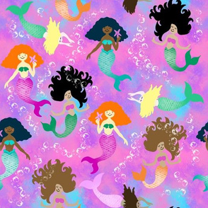 Mermaids on Tropical Pink