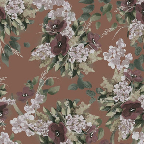 May bouquet muted on brown large scale jumbo