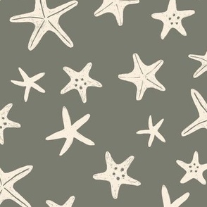 Star fish - shells - Olive Medium 