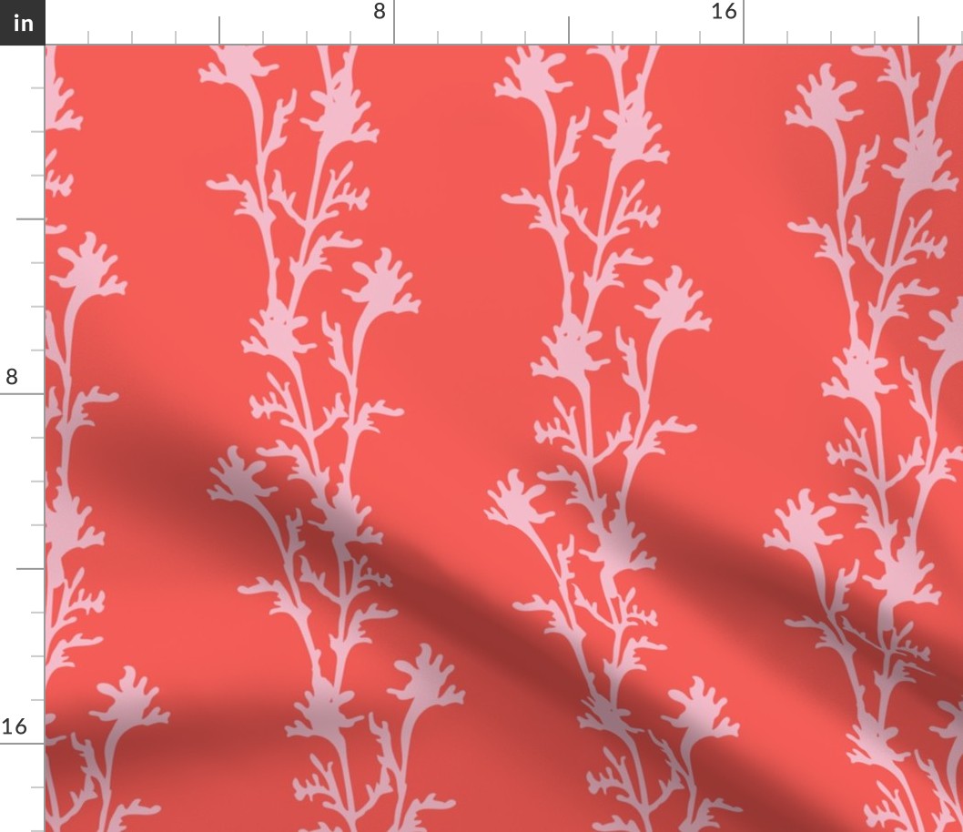 Seaweed Nouveau- Vines- Cotton Candy on Coral- Large Scale