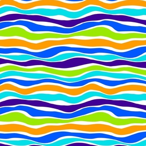 Playful squiggles in blue, green and orange