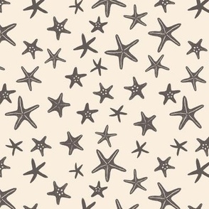 Star Fish - beach & Shells - Cream & Grey - SMALL