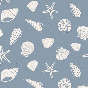 Small // Blue Seashells Dusty Blue Shells Summer Beach