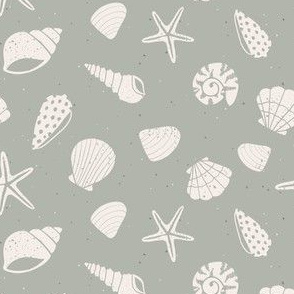 Small // Seashells Shells in Mineral Gray Summer Beach