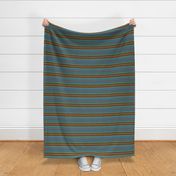 Narrow Blanket Stripes in Turquoise Beige and Red