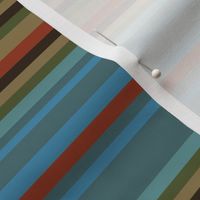 Narrow Blanket Stripes in Turquoise Beige and Red