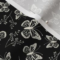 Black, butterfly, butterflies, floral 