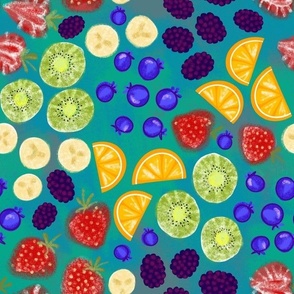 Fruit Salad in Teal by Queen Bean Productions