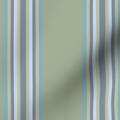 Broad Blanket Stripes in Sage Green Turned Lengthwise