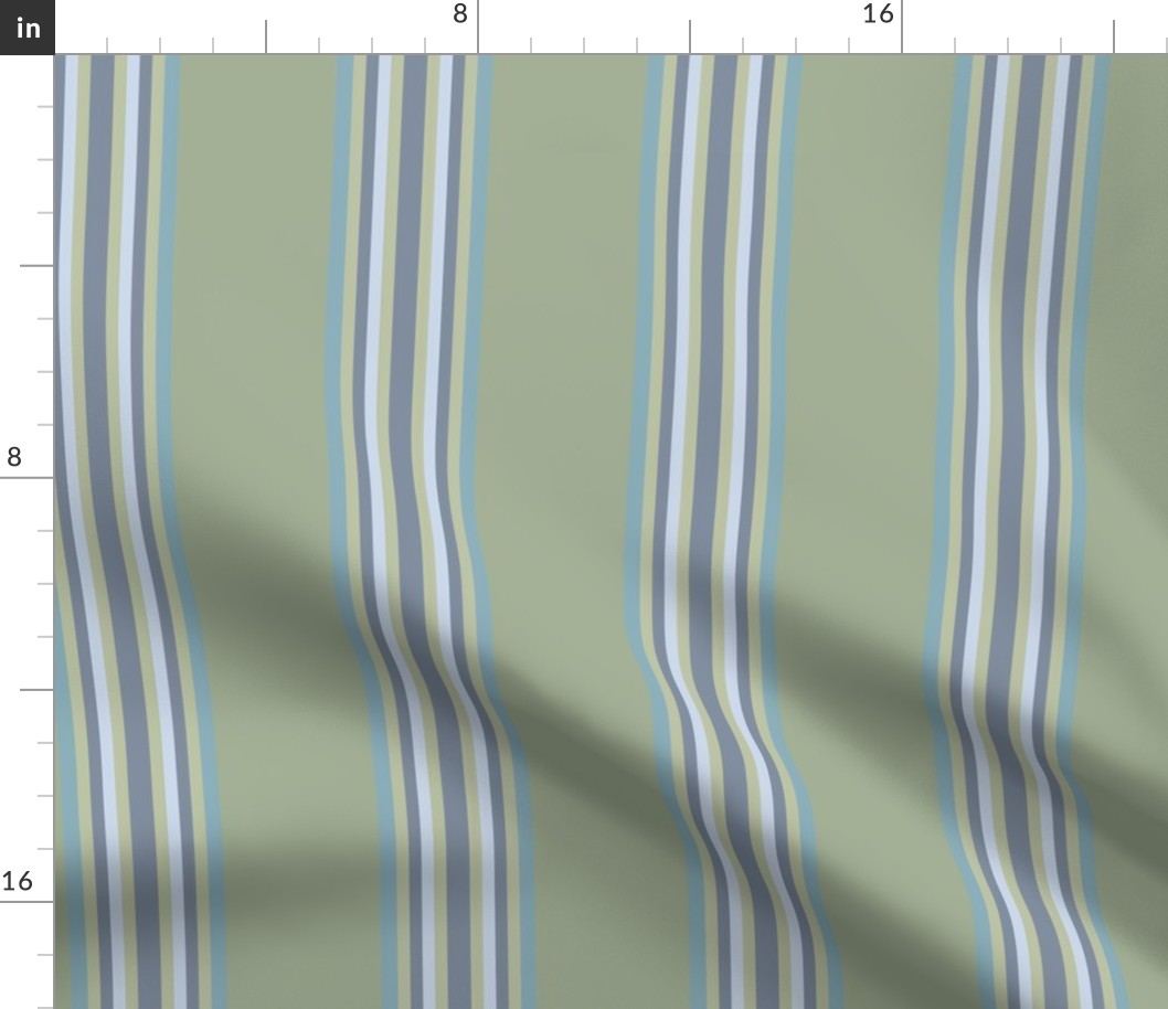 Broad Blanket Stripes in Sage Green Turned Lengthwise