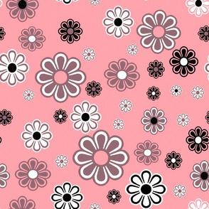 Pink and purple retro flowers