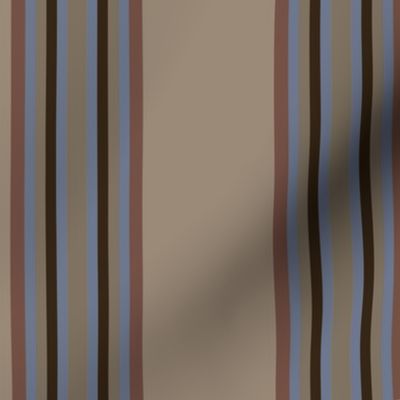 Broad Blanket Stripes in Beige Brown Turned Lengthwise
