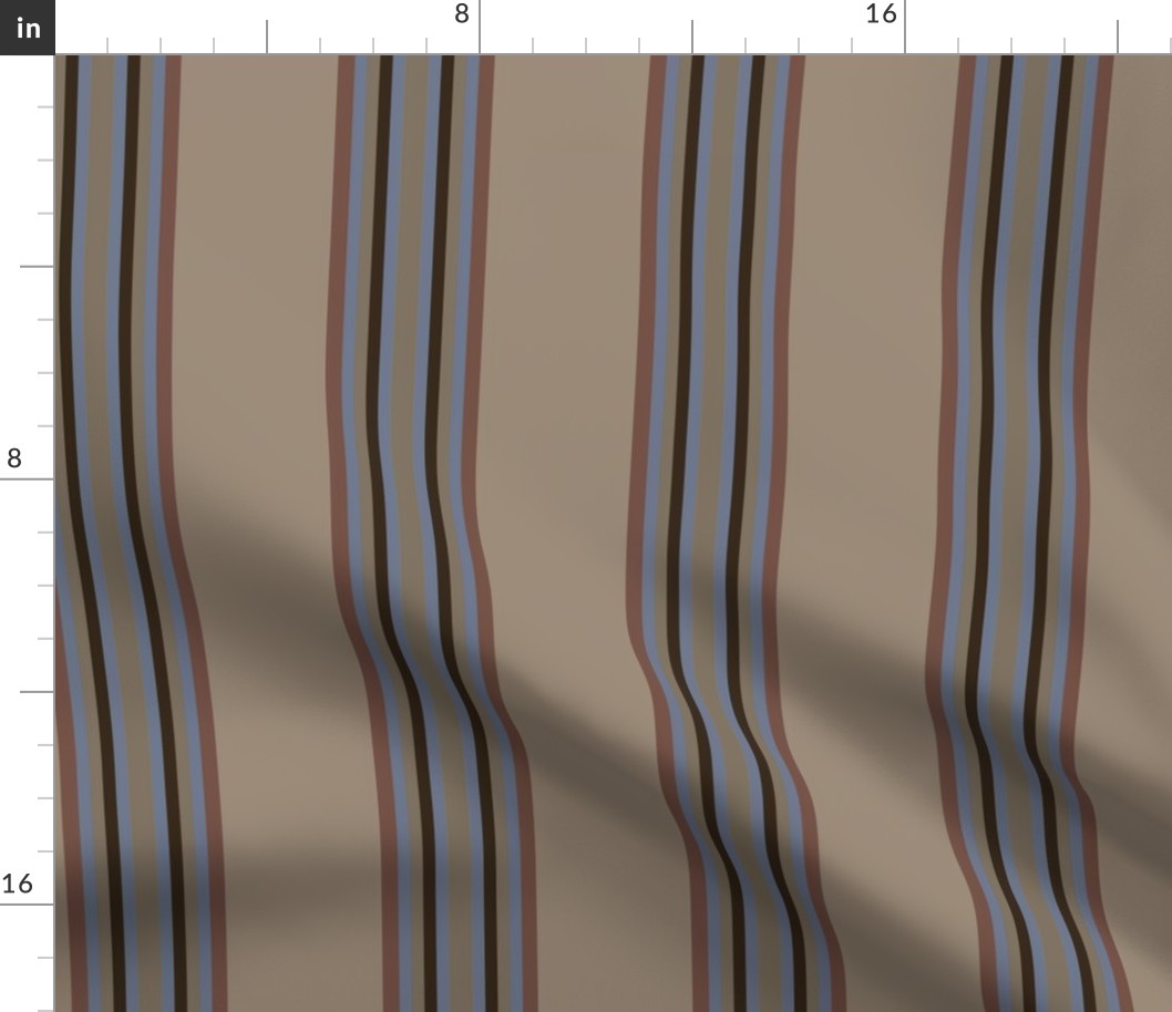 Broad Blanket Stripes in Beige Brown Turned Lengthwise