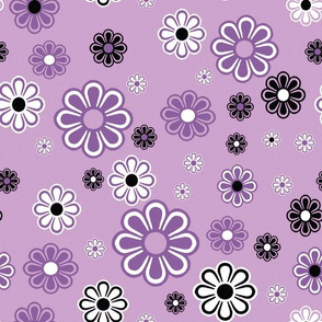 Lilac and purple retro flowers 