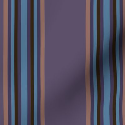 Broad Blanket Stripes in Plum Purple and Colonial Blue Turned Lengthwise