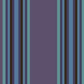Broad Blanket Stripes in Plum Purple and Turquoise Turned Lengthwise