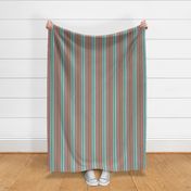Narrow Blanket Stripes in Peach Mint and Sage Green Turned Lengthwise