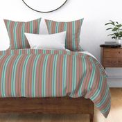 Narrow Blanket Stripes in Peach Mint and Sage Green Turned Lengthwise