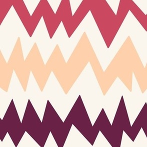 Zig Zag: jumbo scale in  burgundy, red and yellow large scale - wallpaper and bed linen