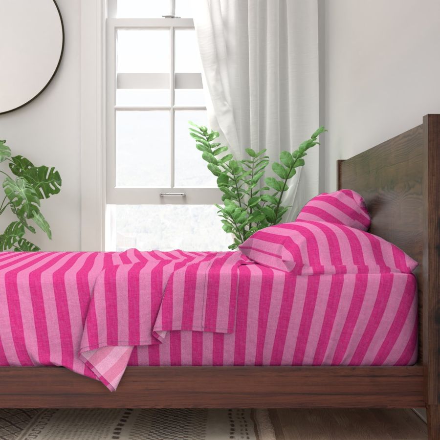 hot pink big linen stripes