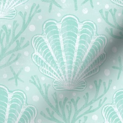 Scallop Shell Damask - large - sea glass