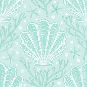 Scallop Shell Damask - large - sea glass