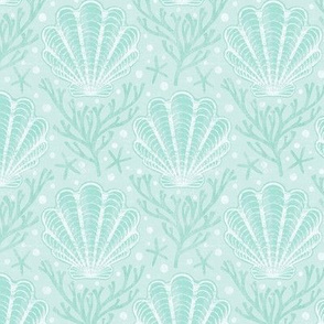 Scallop Shell Damask - small - sea glass