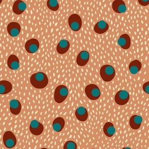 Spots and dashes in terracotta and teal