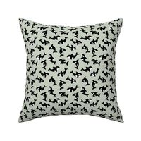 Little orca sea killer whale ocean adorable scandi style fish print for kids  black and white mist green 